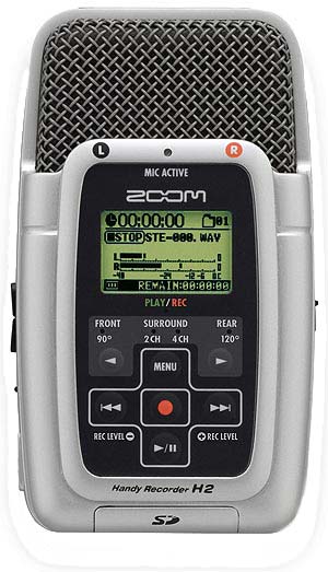 Zoom H2 sound recorder front panel.